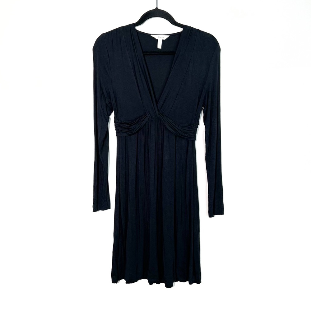 SOMA Classic cross front long sleeve black dress size Small
